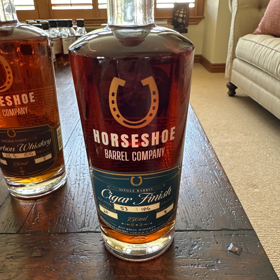 Horseshoe Barrel Company Cigar Finish Single Barrel Bourbon Whiskey Finished in Sherry, Cognac and Armagnac Casks