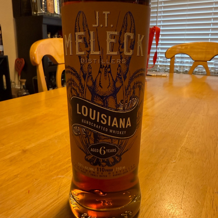 J.T. Meleck Louisiana Handcrafted Rice Whiskey Small Batch Barrel-Aged Aged 6 Years