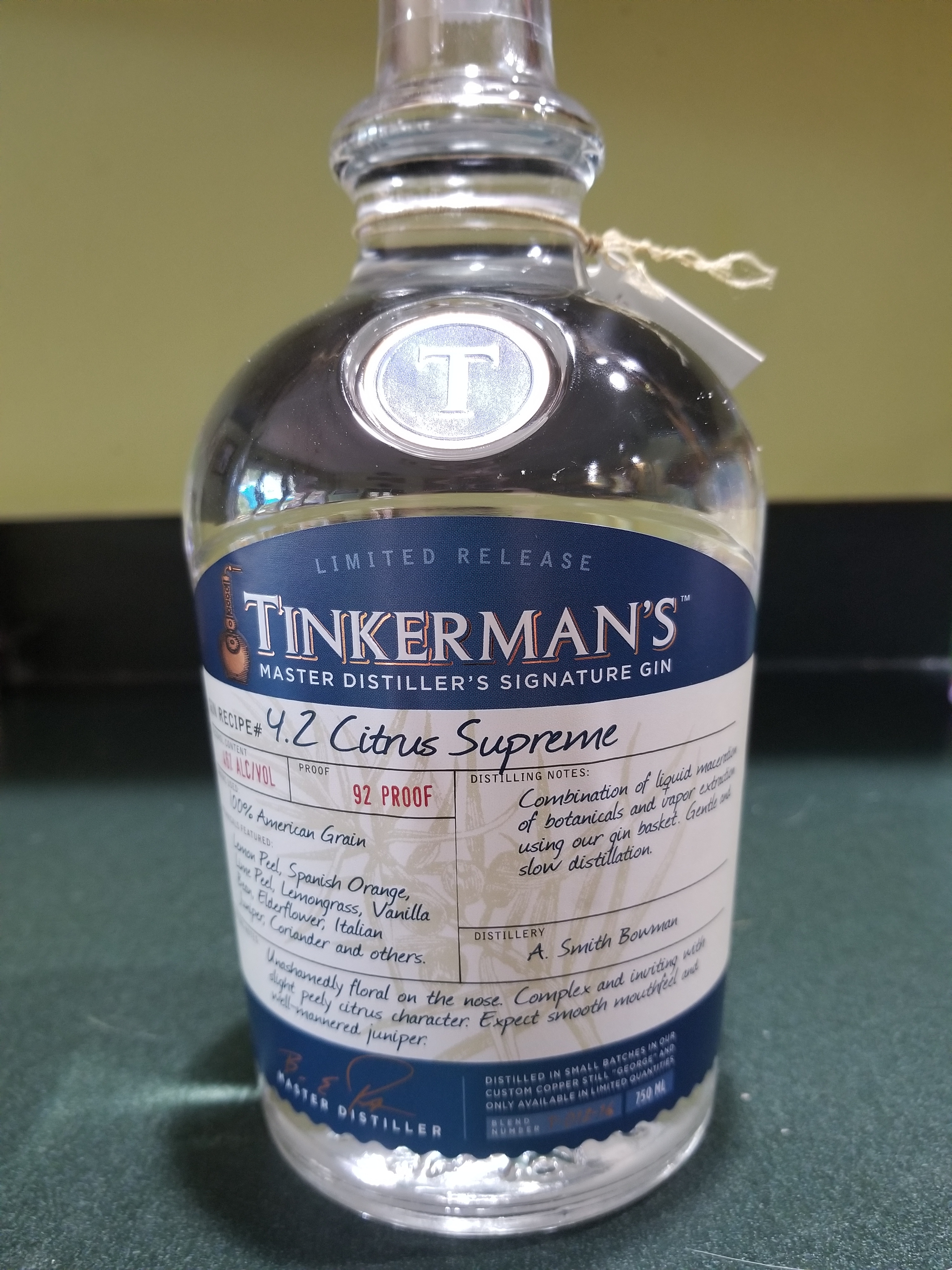 Tinkerman's Citrus Supreme Gin