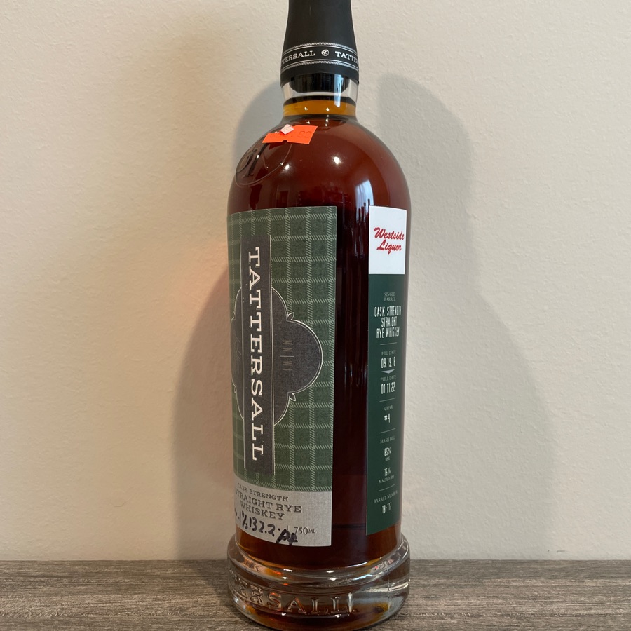 Tattersall Cask Strength Straight Rye Whiskey Single Barrel (Westside Liqour)