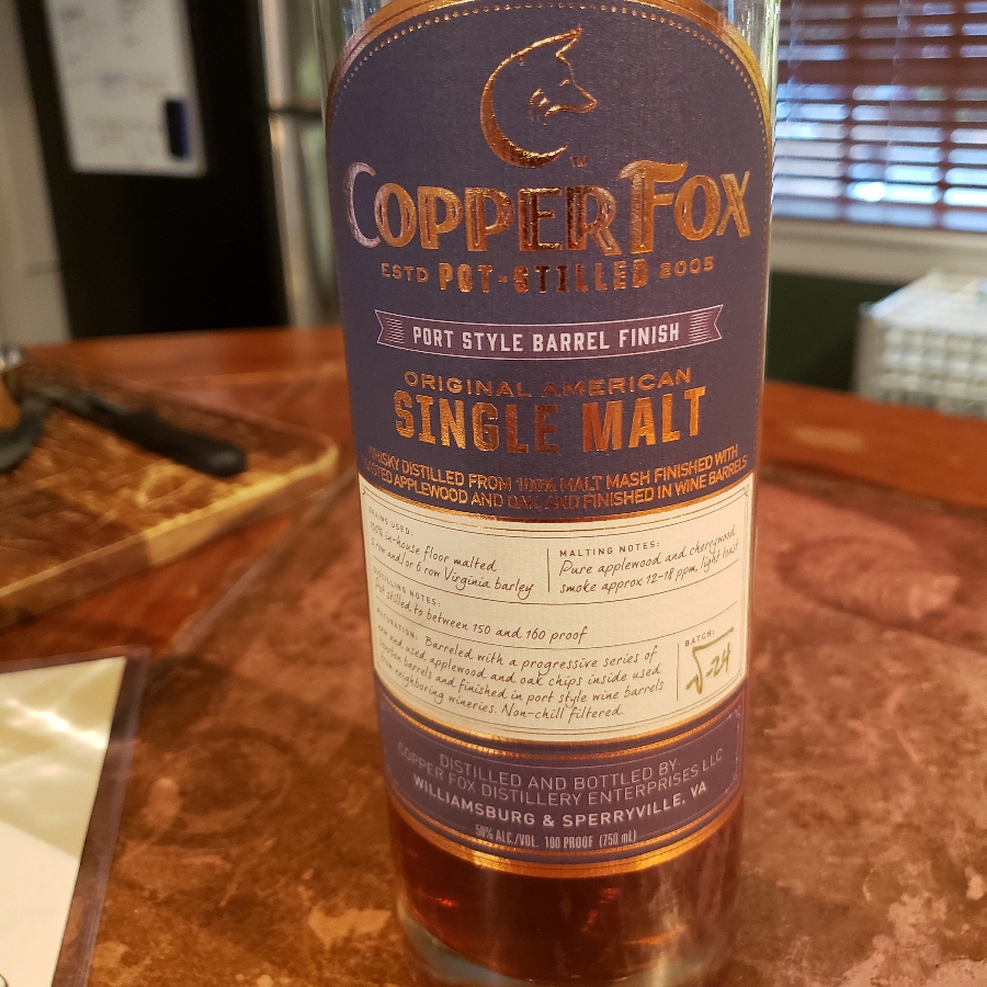 Copper Fox Port Style Barrel Finish Single Malt Whiskey