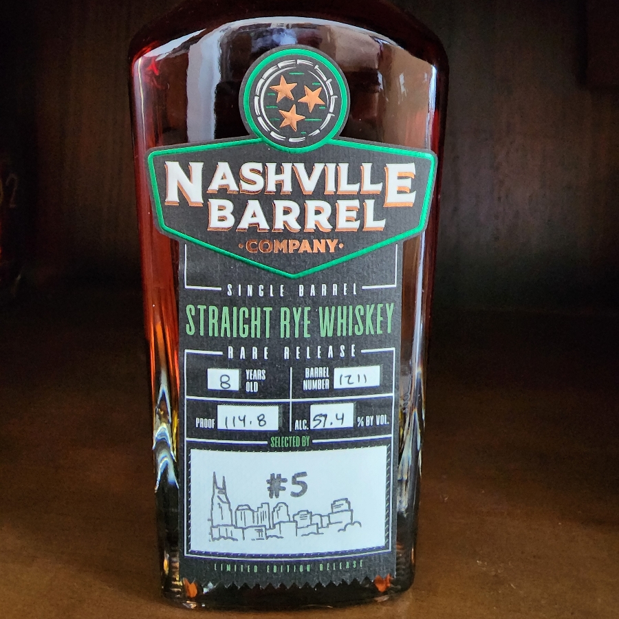 Nashville Barrel Single Barrel Straight Rye Whiskey Rare Release #5