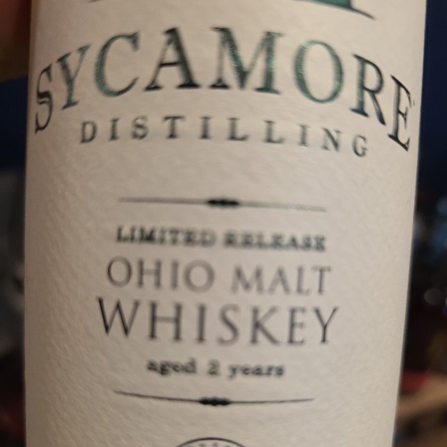 Sycamore Distilling Linited Release Ohio Malt Whiskey