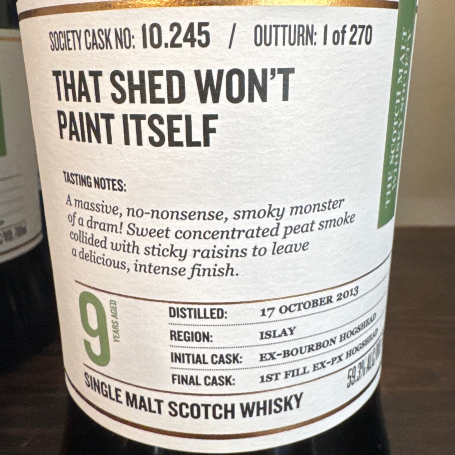 SMWS 10.245 That Shed Won't Paint Itself