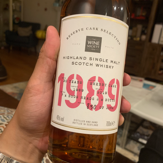 Highland single malt scotch whisky 1989