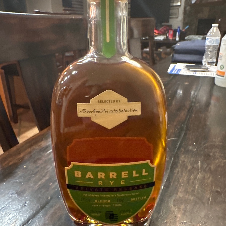 Barrell Rye Private Release 1S01 Rye Whiskey Finished in a Sauternes Barrel Selected by r/Bourbon