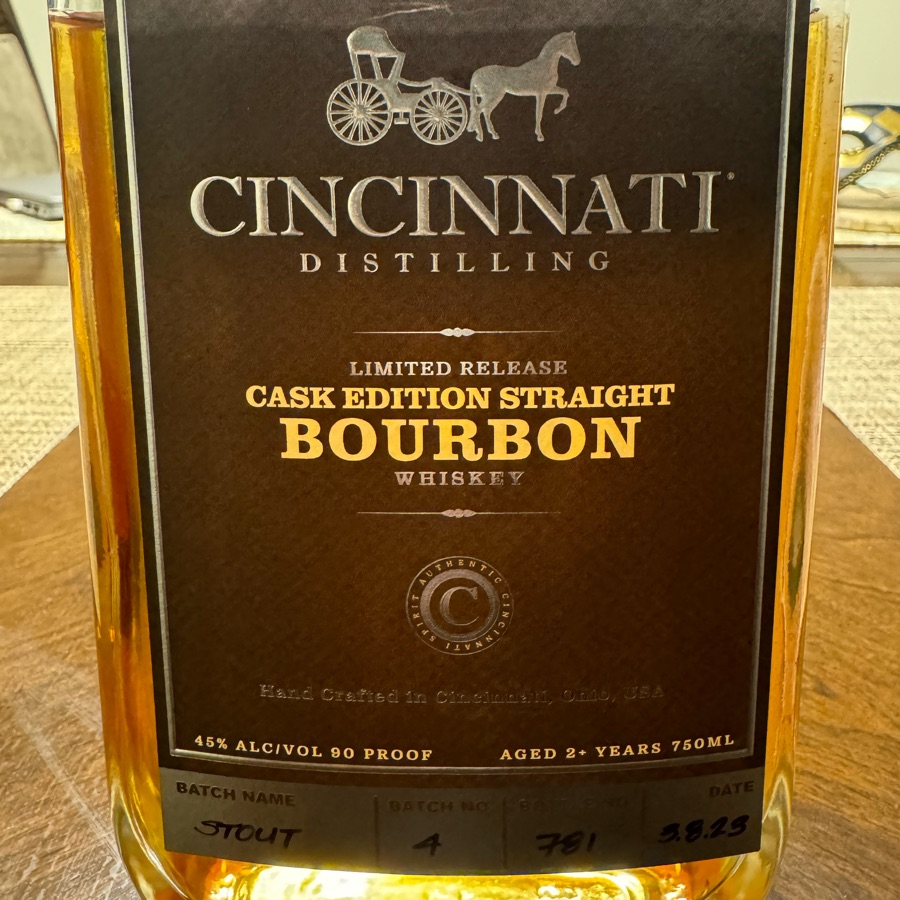Cincinnati Distilling Stout Cask Edition Straight Bourbon