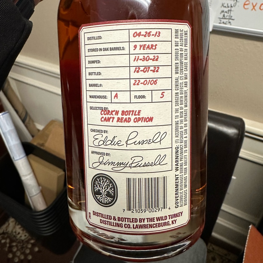 Russell's Reserve Private Barrel Selection (Cork 'n Bottle Can't Read Option)