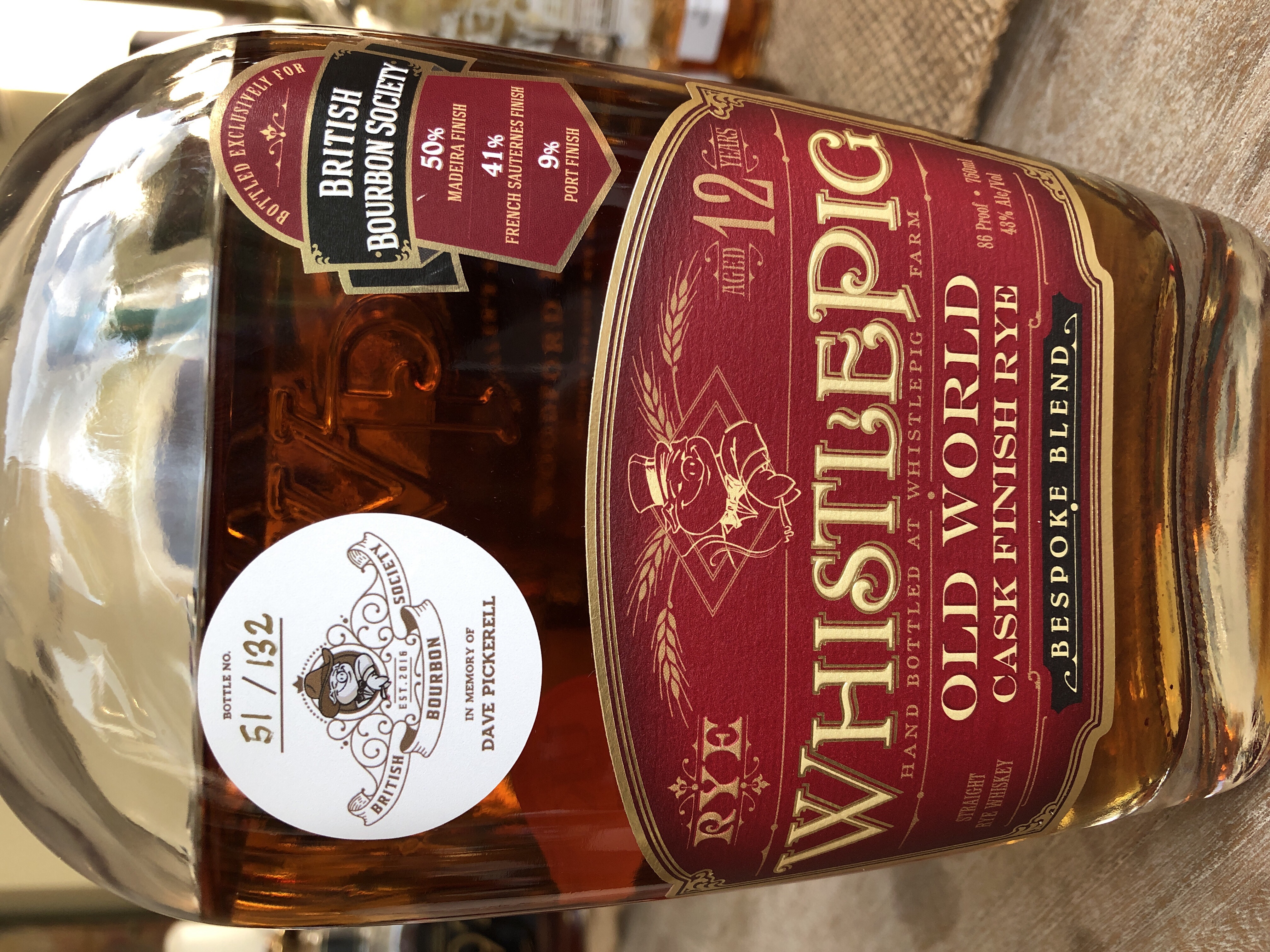 WhistlePig Old World Cask Finish Rye BBS Bespoke Blend