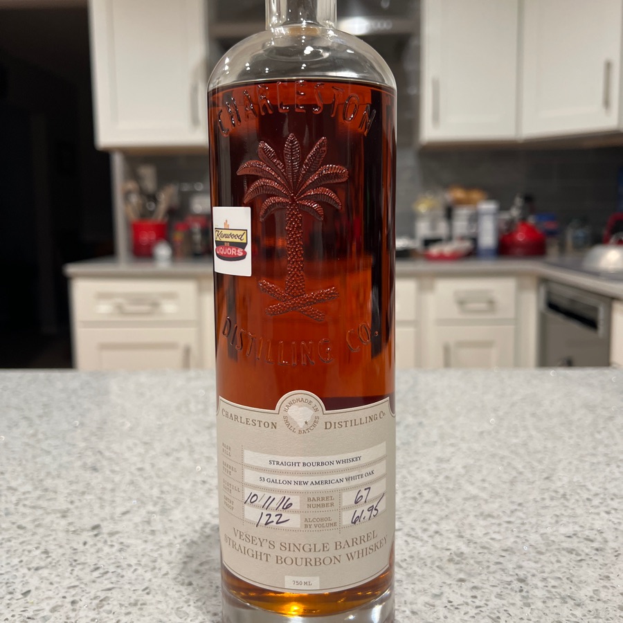 Charleston Distilling Co. Vesey's Single Barrel Straight Bourbon Whiskey