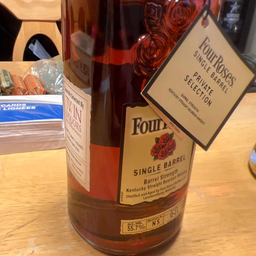 Four Roses OESQ Single Barrel Private Selection Barrel Strength 111.4 proof warehouse NS barrel (Twin Liquors)