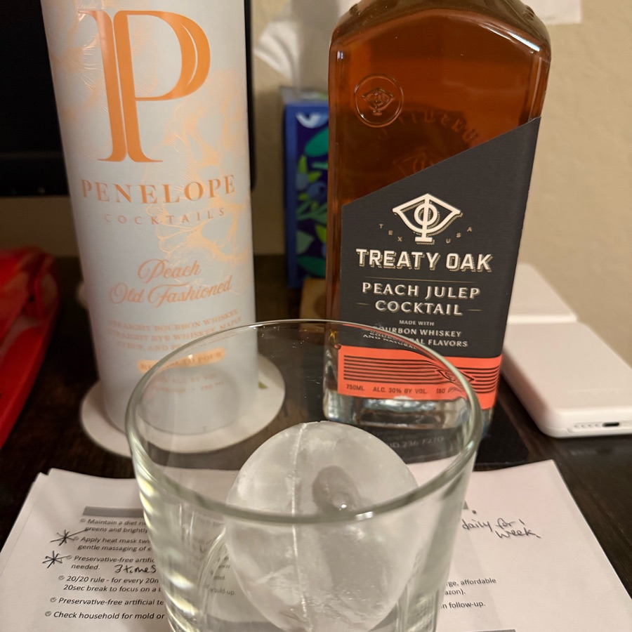 Treaty Oak Peach Julep Cocktail With Bourbon