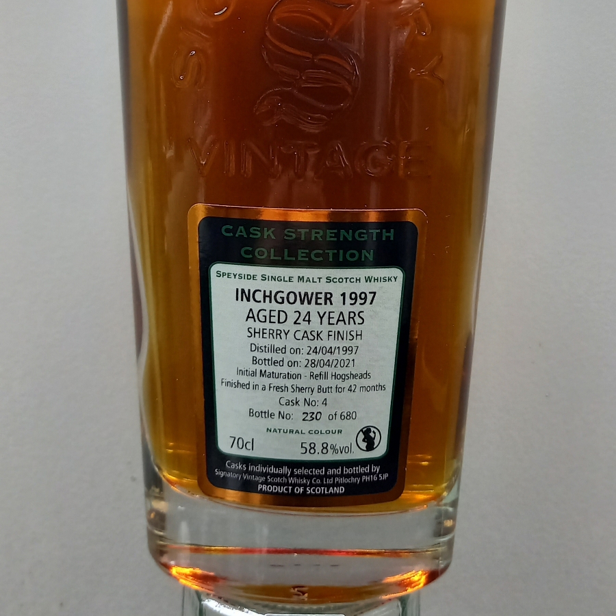 inchgower 1997 aged 24 years cask strength Signatory  Vintage