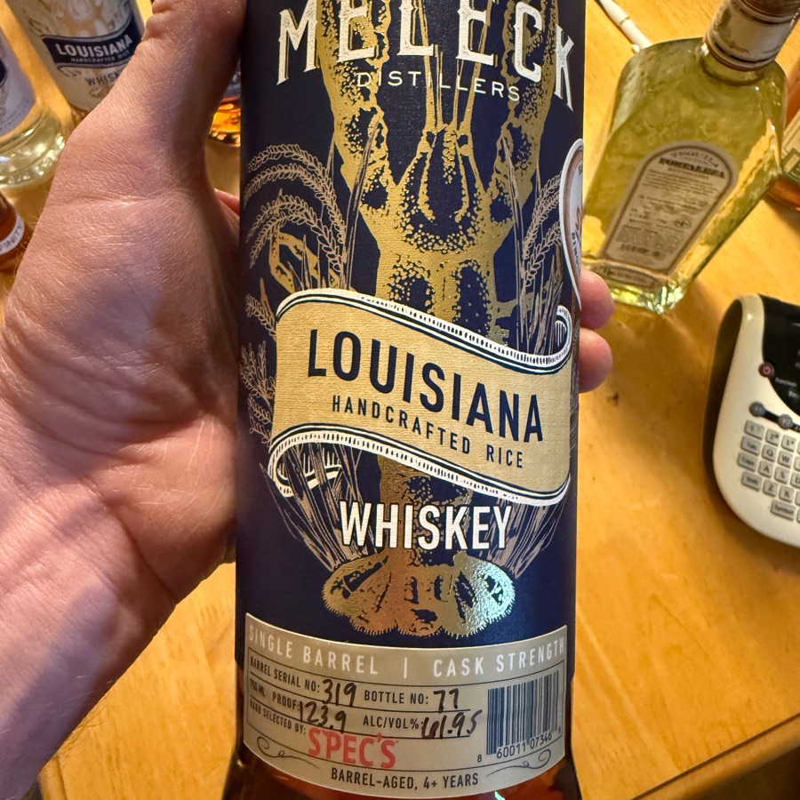 J.T. Meleck Louisiana Handcrafted Rice Whiskey Single Barrel Cask Strength (Spec's Barrel Serial No: 319)