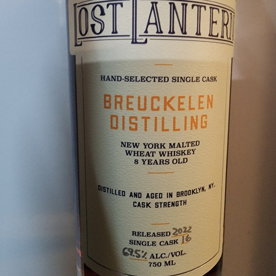 Breuckelen Distilling New York Malted Wheat Whiskey 2022 Single Cask #16 (Lost Lantern)