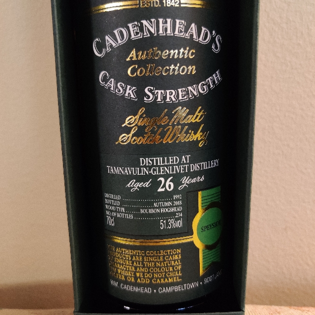 Tamnavulin 26 (1992) (Cadenhead's Authentic Collection)
