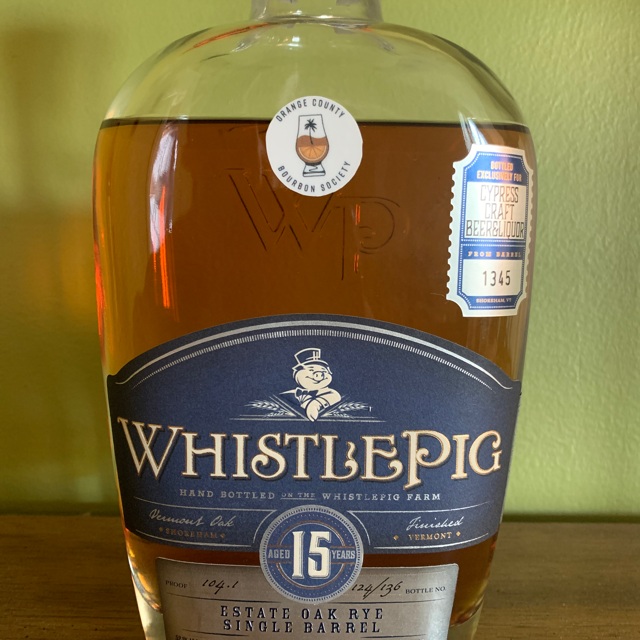 WhistlePig Estate Oak Rye Single Barrel (Cypress Craft Beer & Liquor store pick)