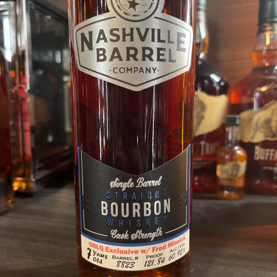 Nashville barrel company, single barrel, straight bourbon, whiskey cast strength barrel #8823