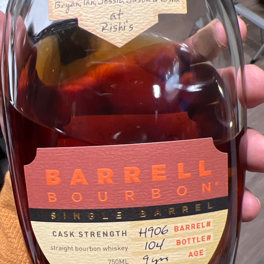 Barrell Bourbon Single Barrel Cask Strength Rishis
