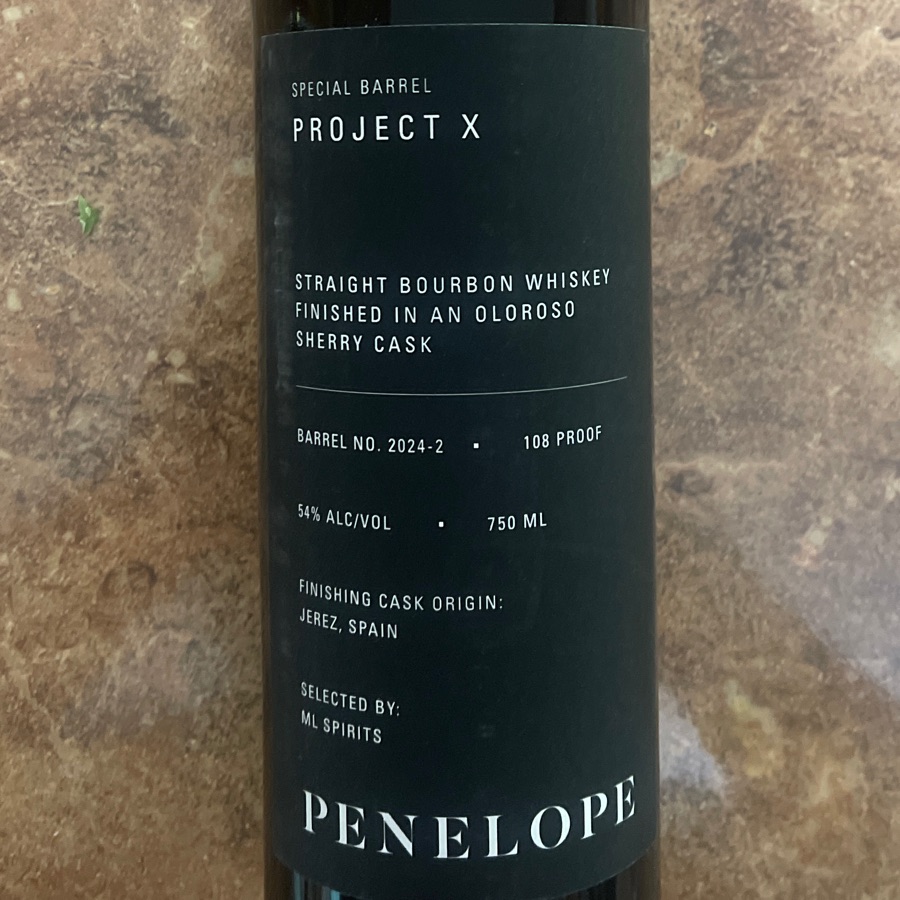 Penelope Project X Straight Bourbon Whiskey - Finished in a Oloroso Sherry Cask - ML Spirits