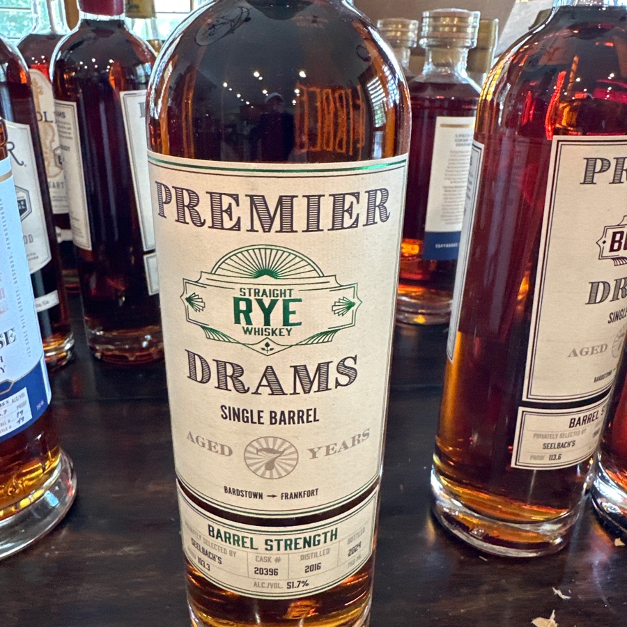 Premier Drams Straight Rye Whiskey Single Barrel Barrel Strength