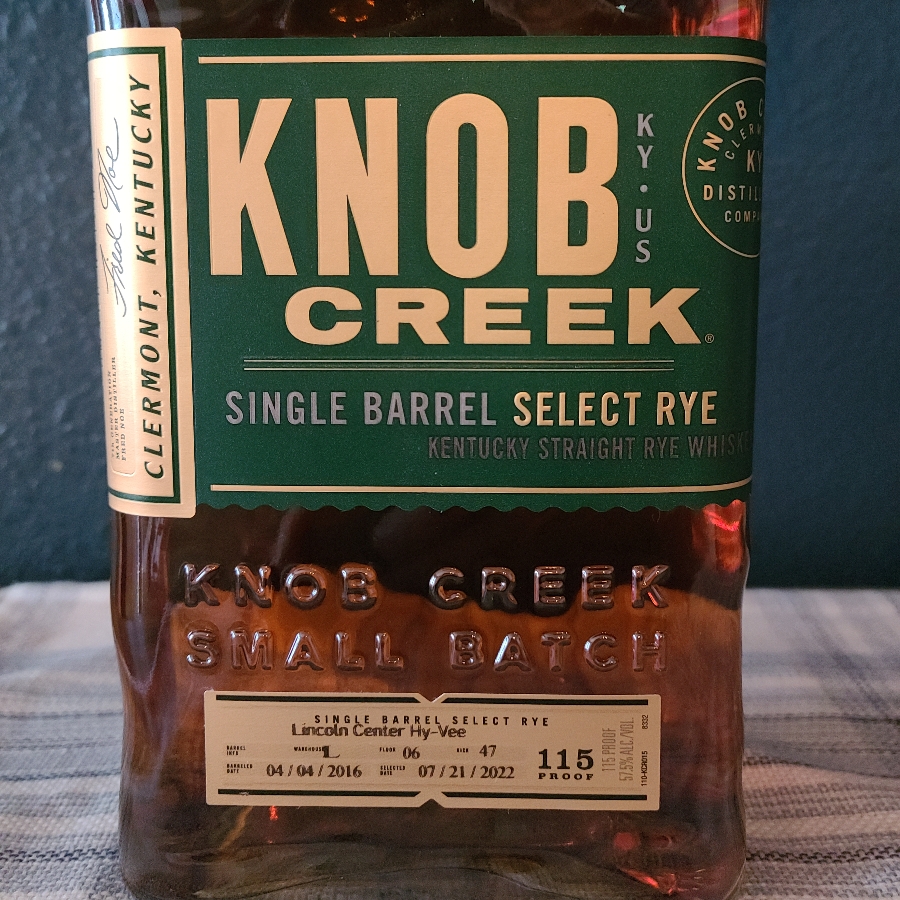 Knob Creek Single Barrel Select Rye Lincoln Center Hyvee Pick