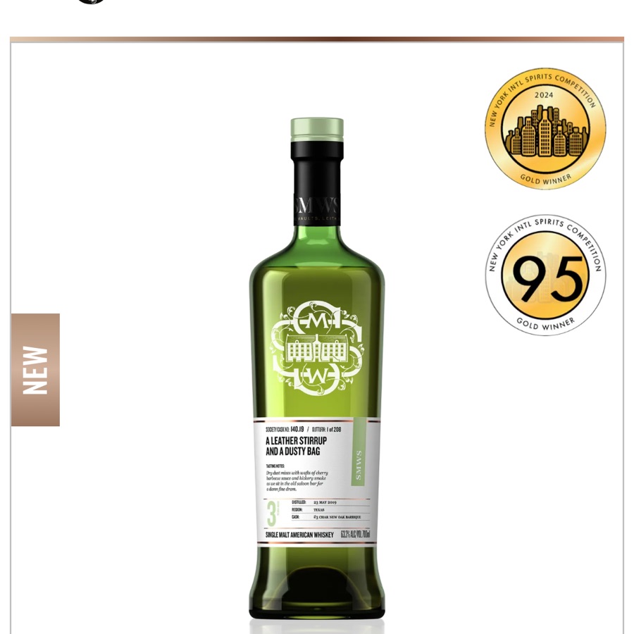 SMWS 40.19 - a leather stirrup and a dusty bag - lightly peated