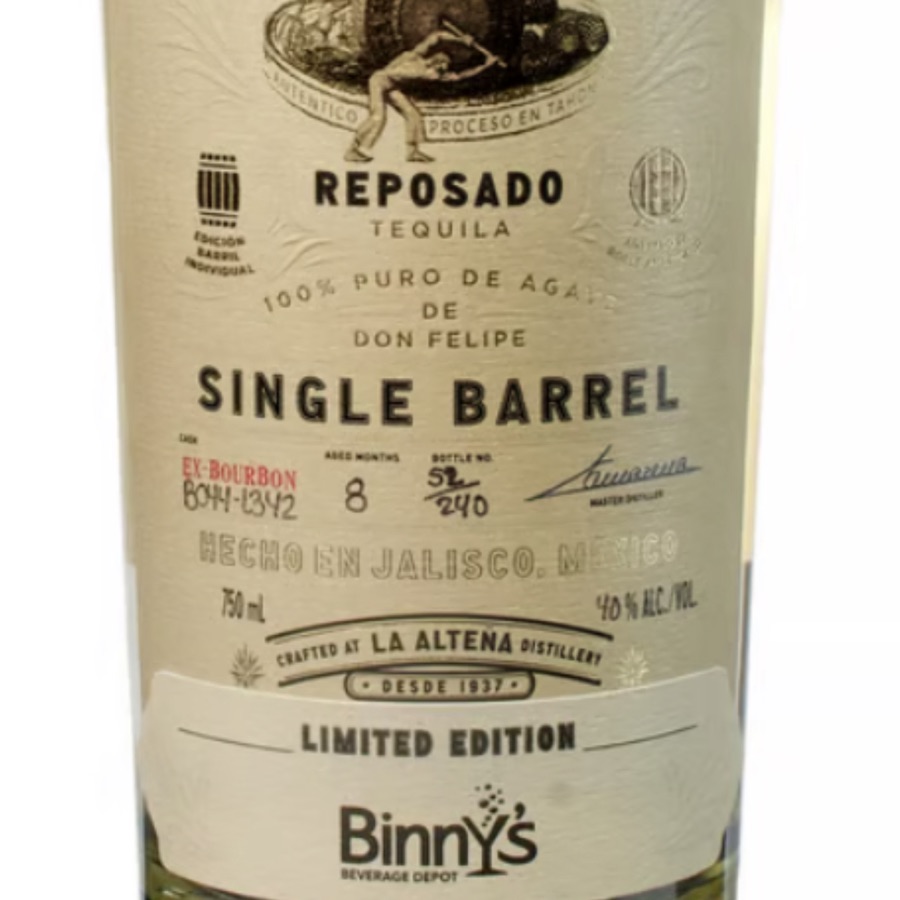 El Tesoro Reposado Single Barrel Ex-Bourbon B044-L342 Binny's Beverage Depot