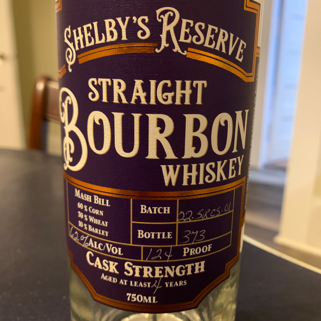 Shelby's Reserve Cask Strength Straight Bourbon Whiskey