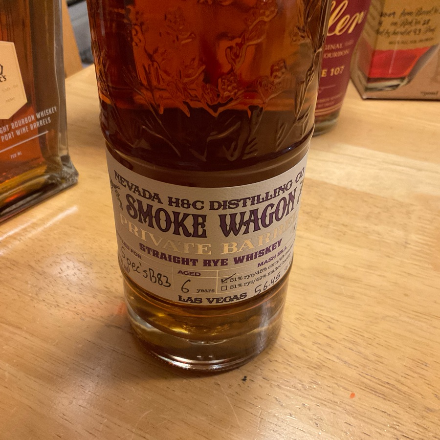Smoke Wagon Private Barrel Straight Rye Whiskey Warehouse E Floor 3 (Spec's B83)