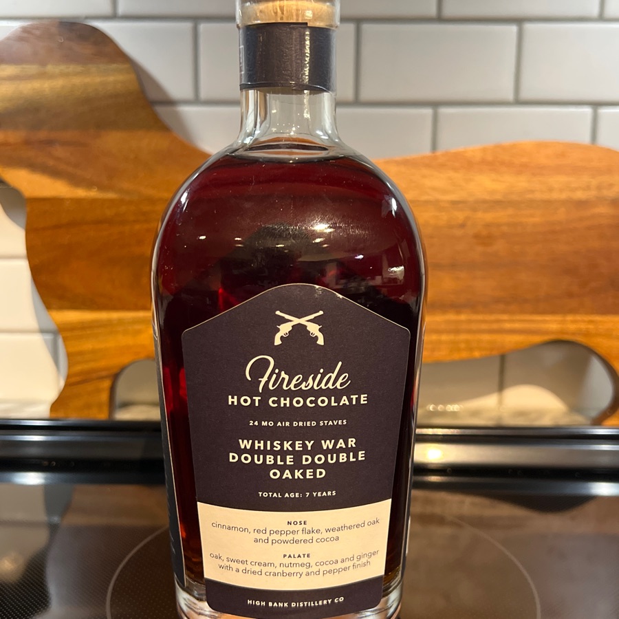 fireside, hot chocolate, whiskey, war double double oak