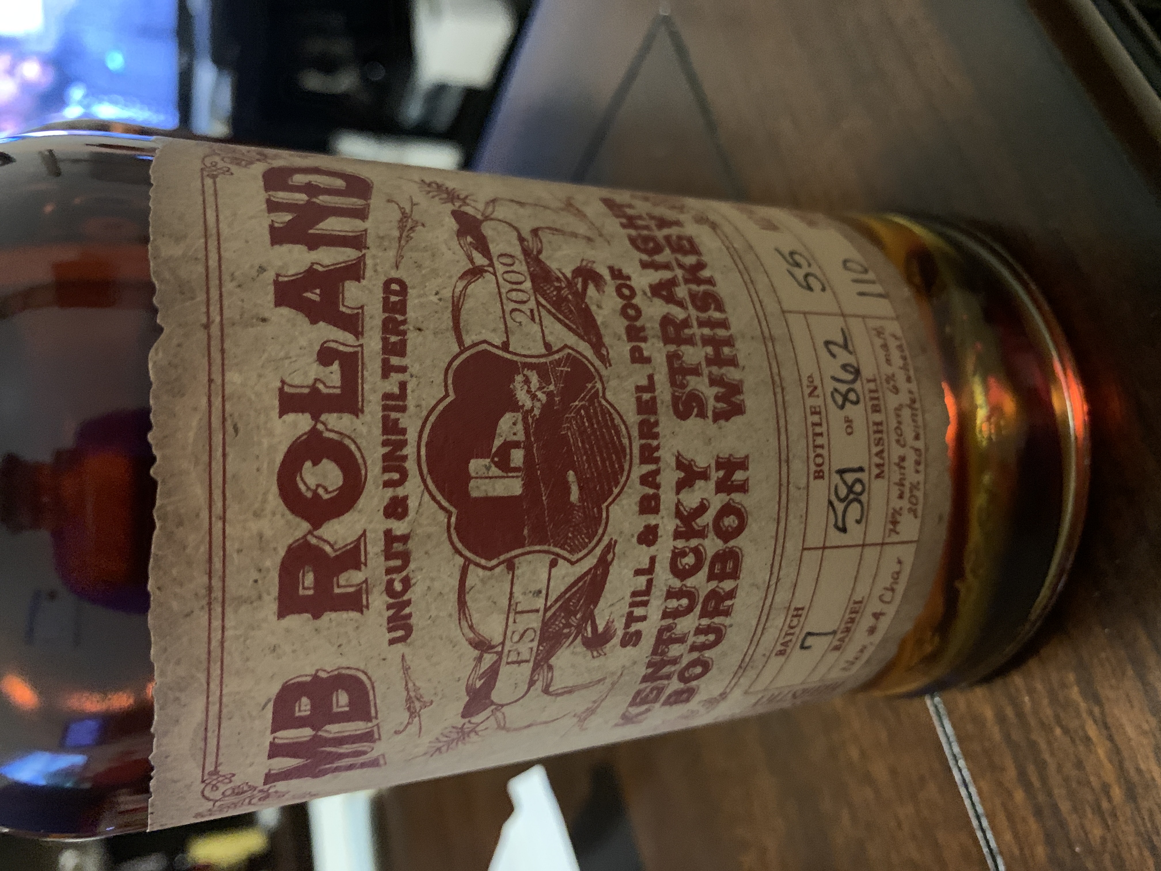 MB Roland Kentucky Straight Bourbon Whiskey (Batch 7)