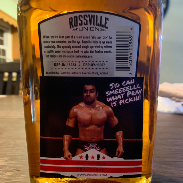 Rossville Union Straight Rye Whiskey Bottled in Bond Prav Saraff pick