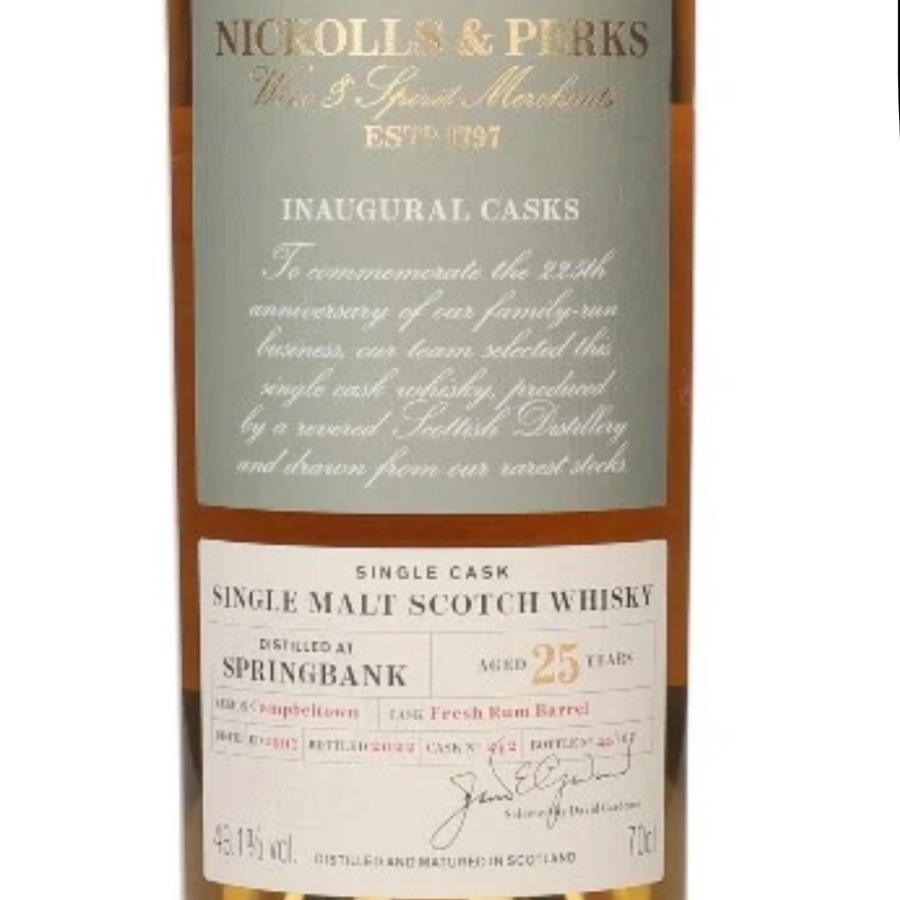 Springbank 1997 25 Years Cask 242 (Nickolls & Perks)