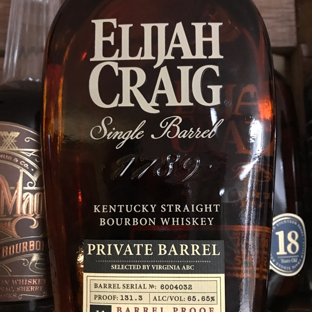 Elijah Craig Private Barrel Selected by Virginia ABC
