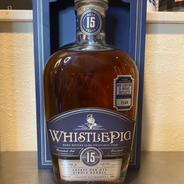 WhistlePig 15 Year Estate Oak Rye Single Barrel (NHLW 1548)