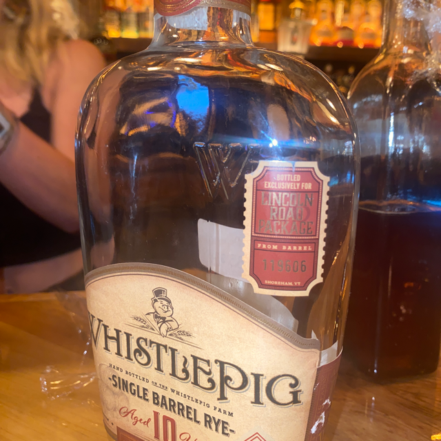 WhistlePig single barrel rye 10 year (Lincoln Road Package)