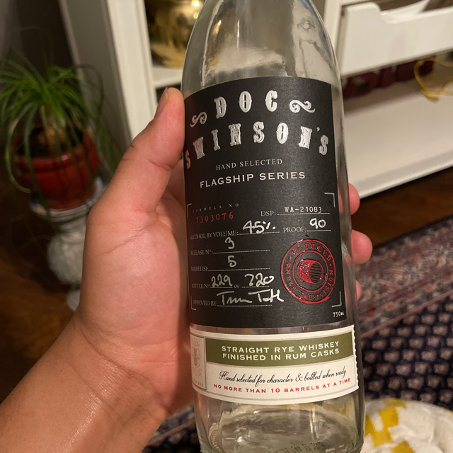 Doc Swinson's Straight Rye Whiskey Finished in Rum Casks (Release No. 3)