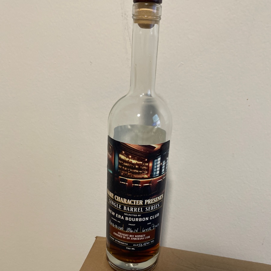 Rare Character Single Barrel Straight Rye Finished in an Amburana Cask, Cask Strength (New Era Bourbon Club)