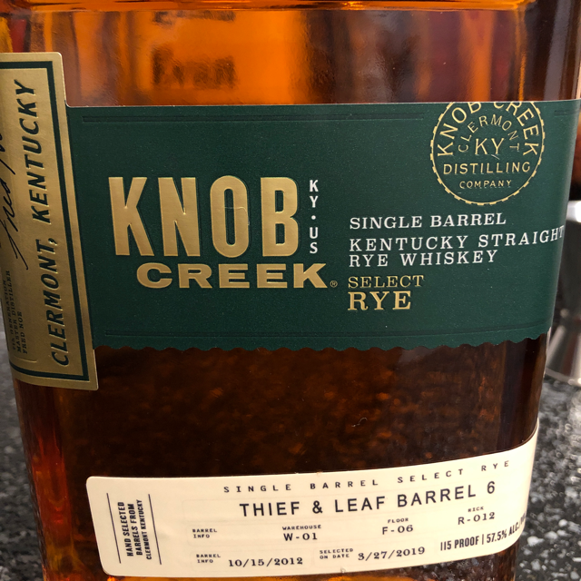 Knob creek select rye single barrel
