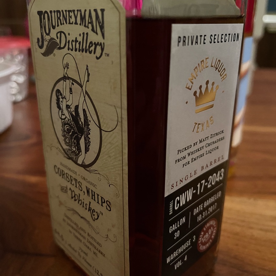 Journeyman Corsets, Whips and Whiskey Private Selection (Empire Liquor Texas)