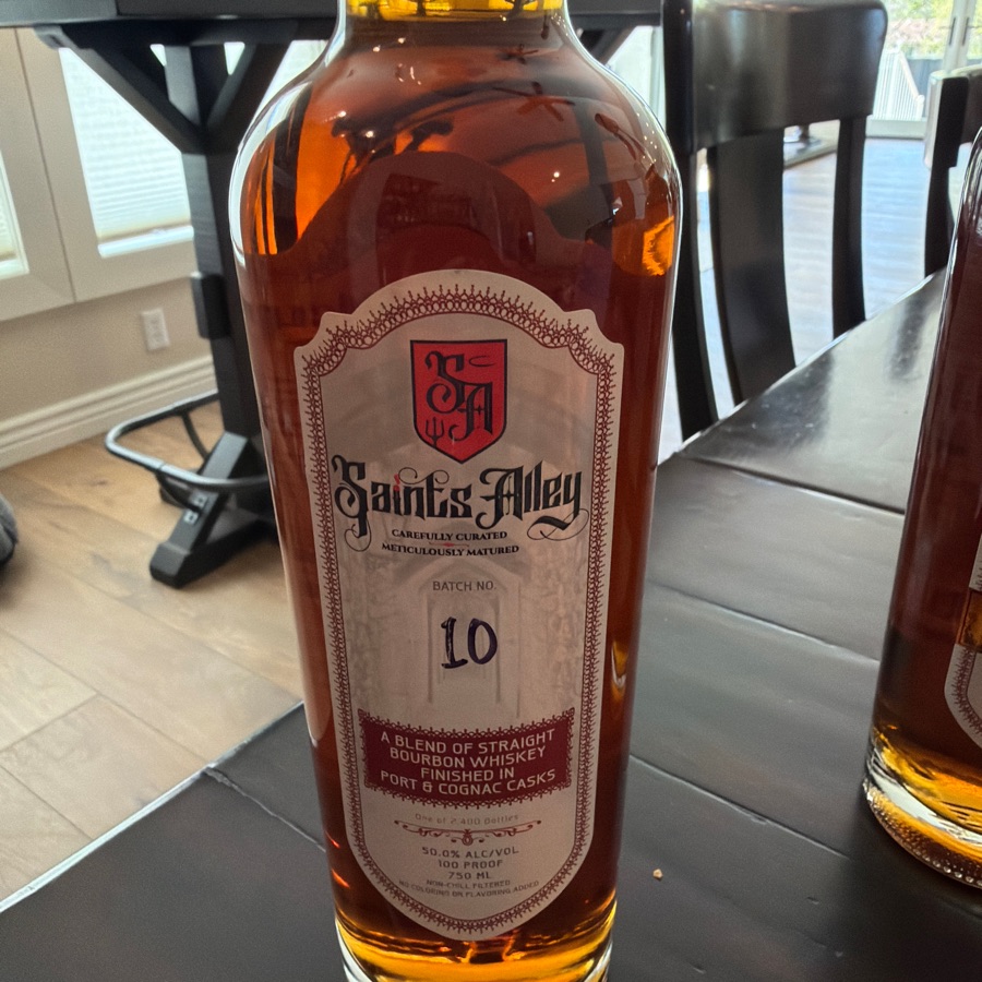 Saints Alley Blend of Straight Bourbon Whiskey Finished in Port & Cognac Casks Batch No 10