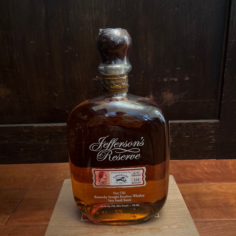 Jefferson's Reserve Very Old Very Small Batch bottled for Corks and Caps Atl batch K-97, bottle 124