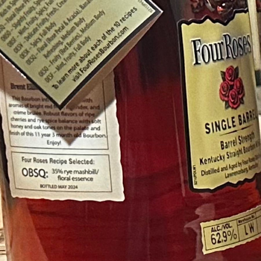 Four Roses Single Barrel Barrel Strength Bourbon - OBSQ