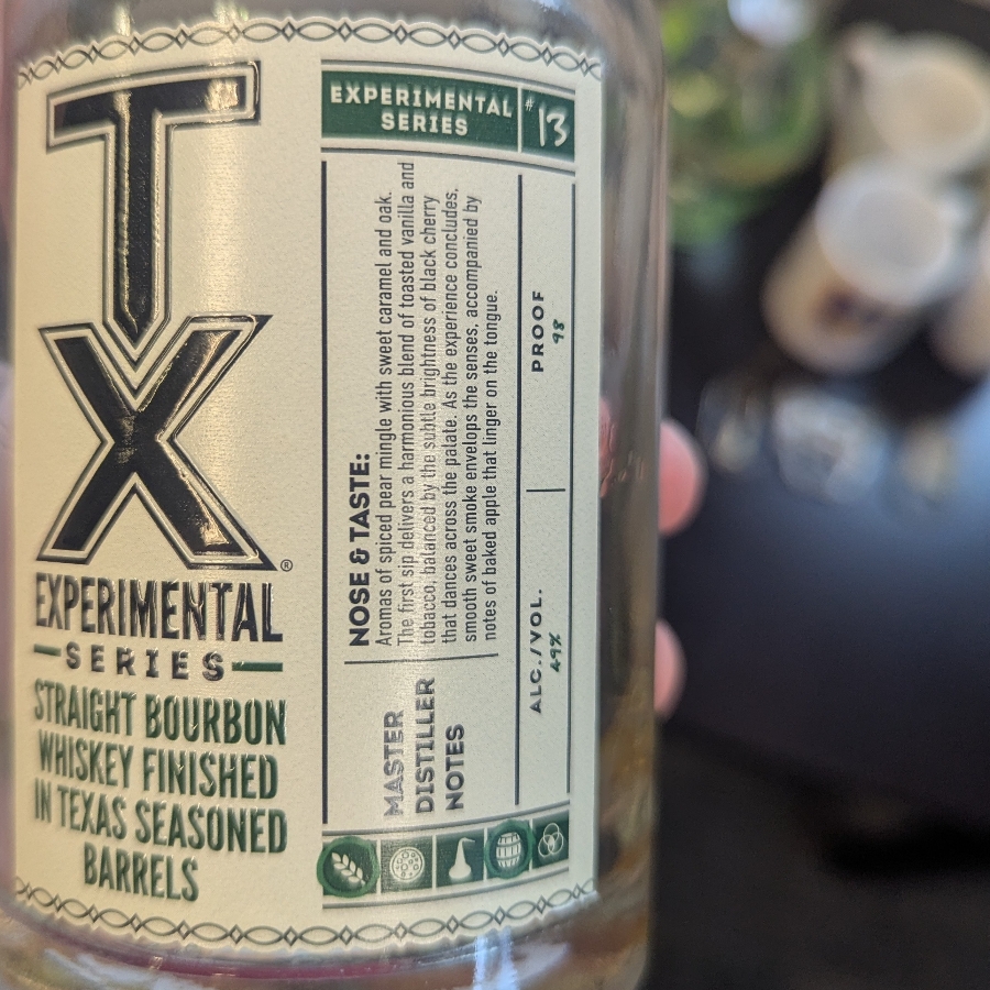 TX Experimental Straight Bourbon finished in Texas seasoned barrels (Experimental Series 13)