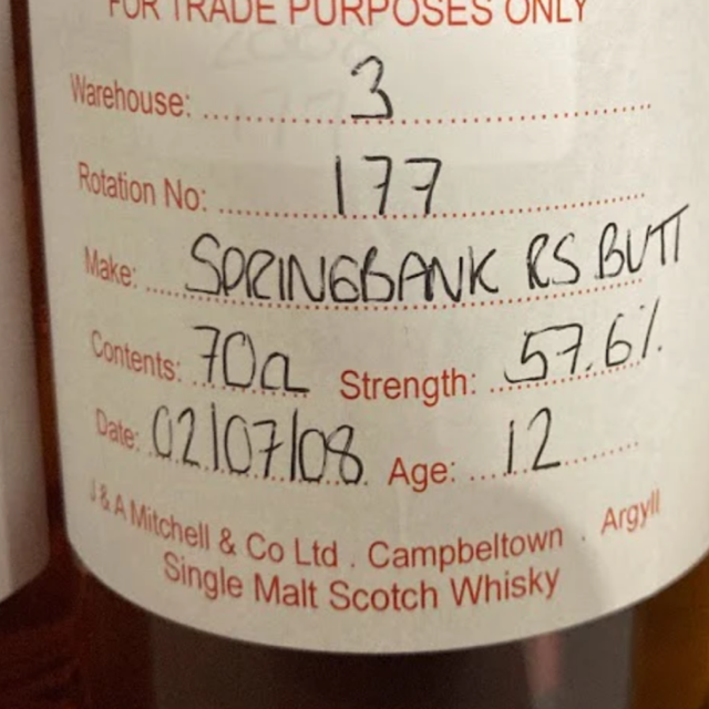 Springbank 12 Year Refill Sherry Butt