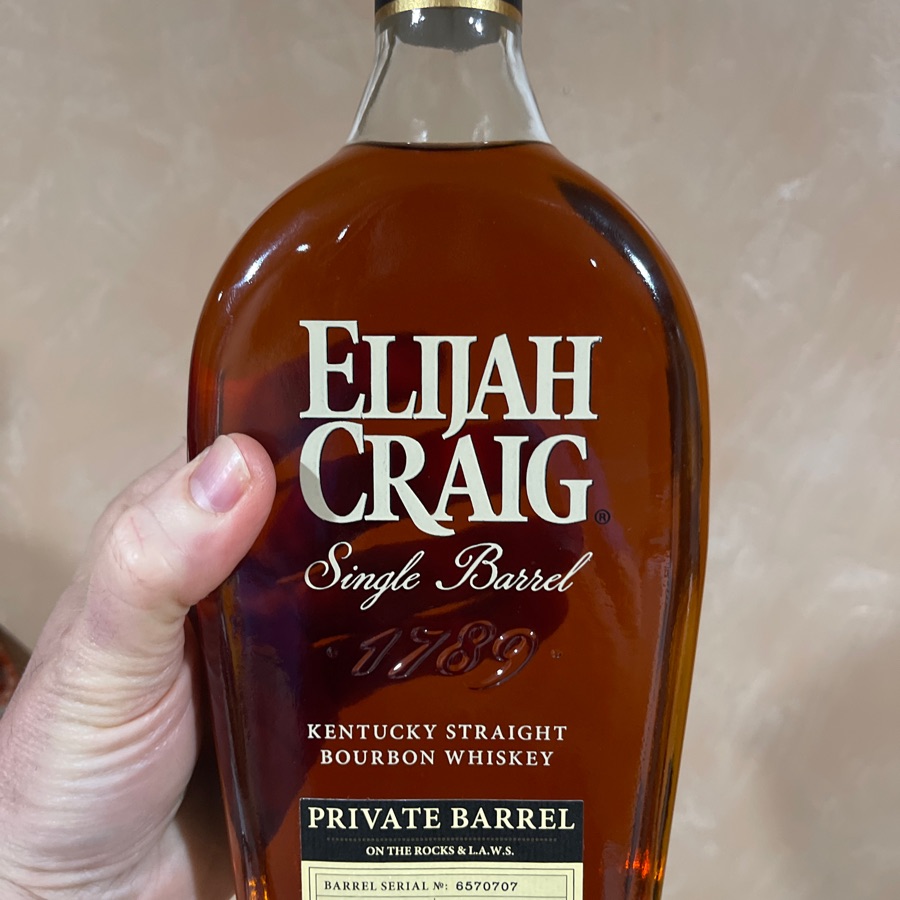Elijah Craig Single Barrel, Private Barrel, On the Rocks & L.A.W.S., Barrel# 6570707