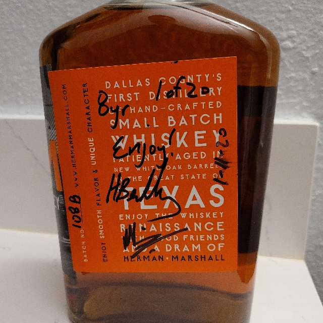 Herman Marshall Distillery Reserve Texas Bourbon Whiskey 8 Yr