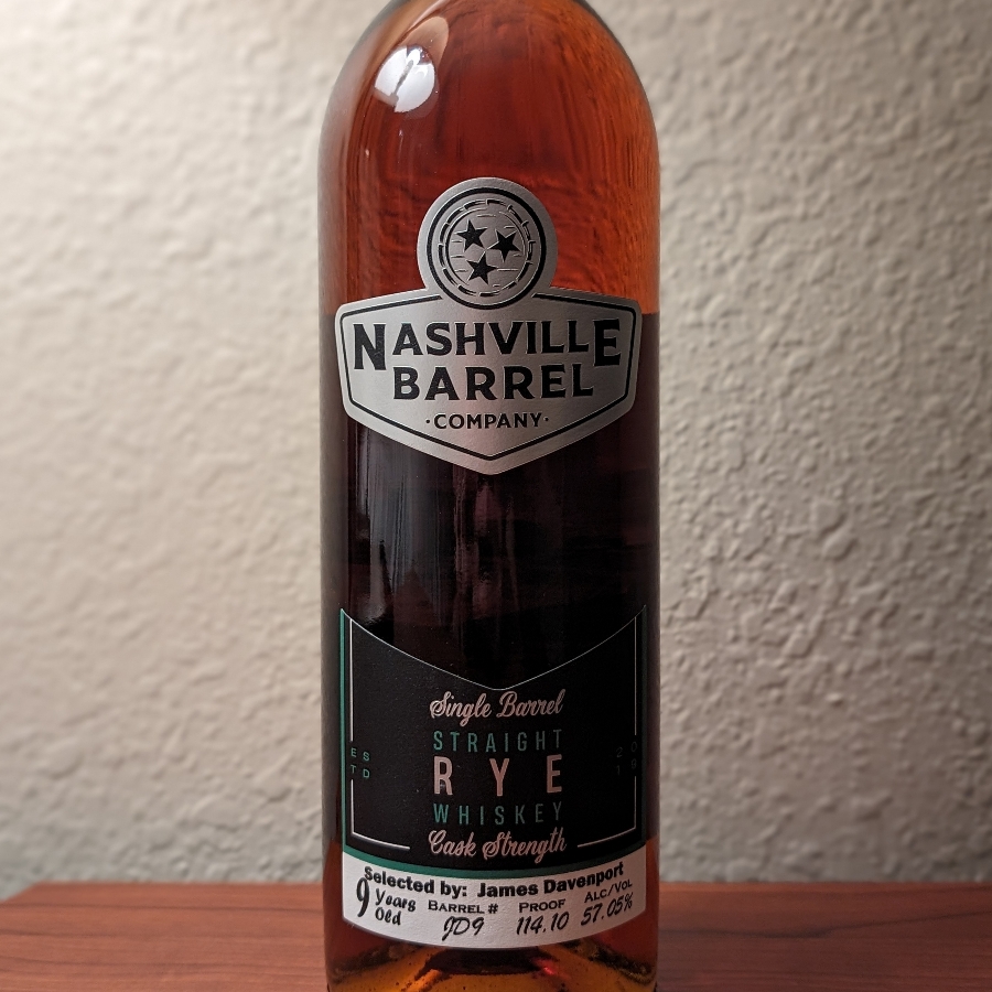 Nashville Barrel Company Single Barrel Cask Strength 9 Year Old Straight Rye (Selected by James Davenport)