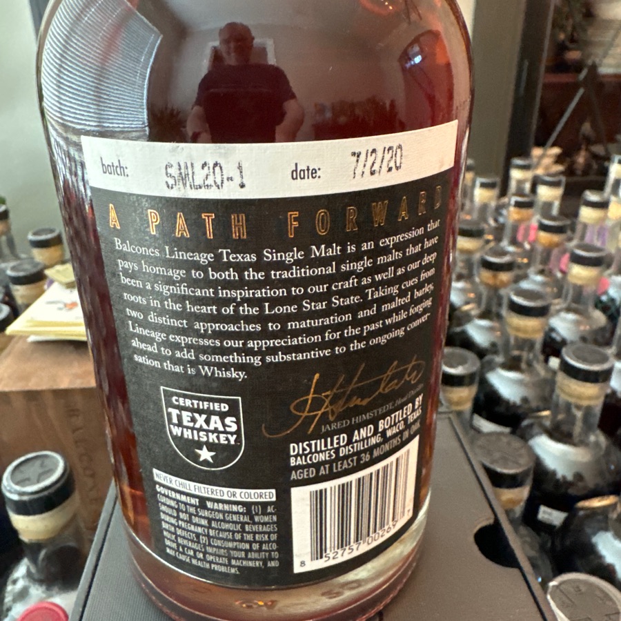 Balcones Lineage Texas Single Malt Whisky - SML20-1 - 7/2/20